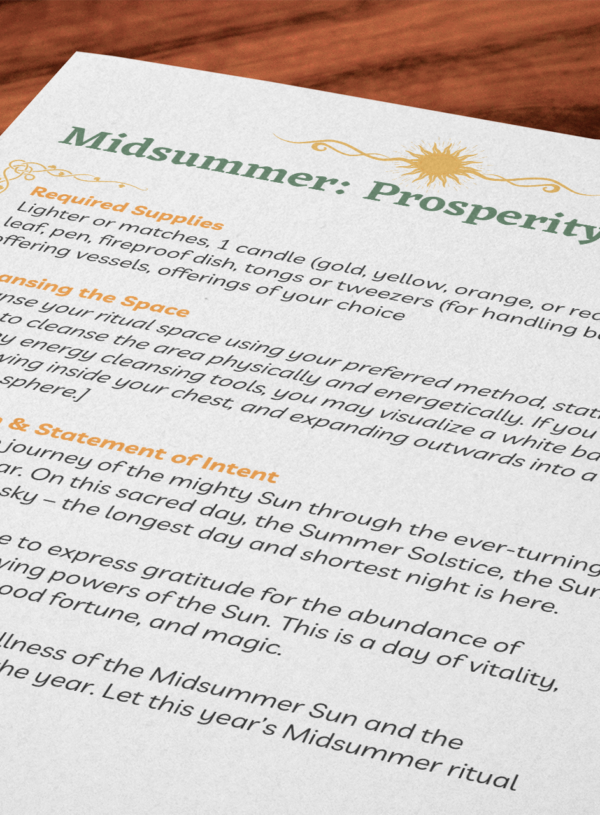 Midsummer Ritual for Prosperity & Vitality